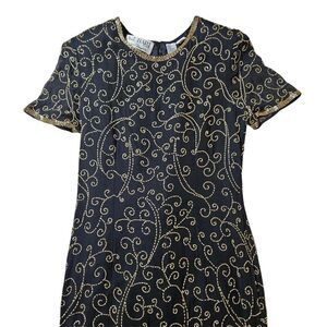 Vintage AJ Bari Lord‎ & Taylor Beaded Formal Cocktail Party Dress Women's Size 8